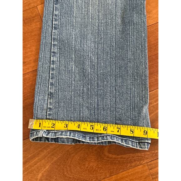 Y2K Anchor Blue Floral Patchwork Wide Leg Jeans - Picture 6 of 8